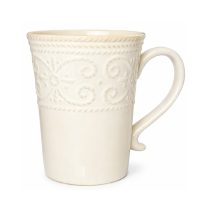 Taza ceramica blanca diseño puntilla 350ml