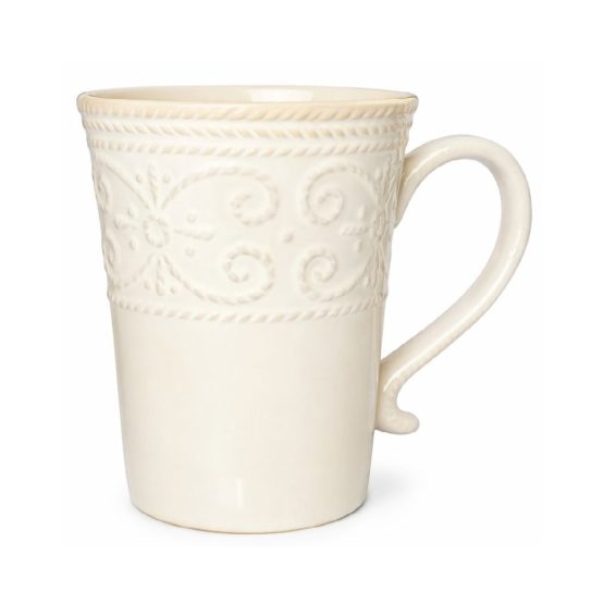 Taza ceramica blanca diseño puntilla 350ml