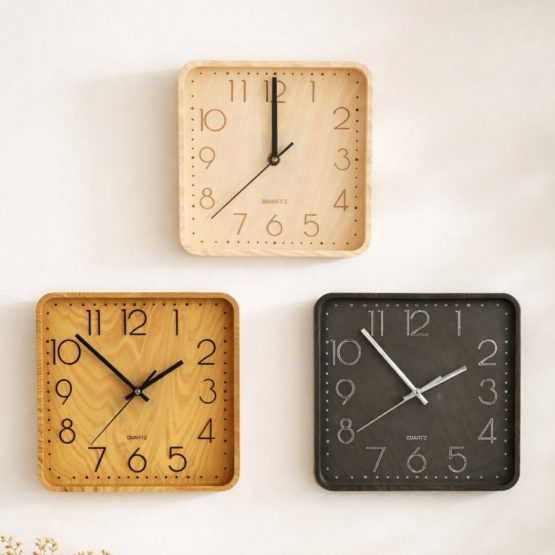 Reloj de pared cuadrado 28cm estilo madera