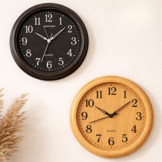 Reloj de pared 31cm borde anillos estilo madera