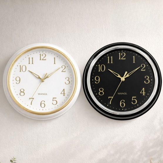 Reloj de pared 31cm borde anillos numeros dorados