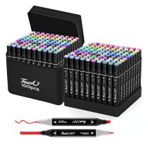 Marcadores doble punta x100 en estuche