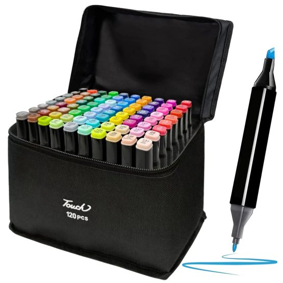 Marcadores doble punta x120 en estuche