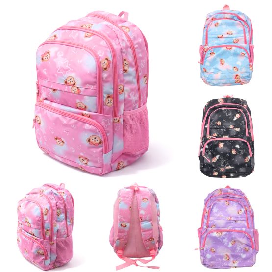 Mochila juvenil pastel diseño ositos 47.5x32x14 cm