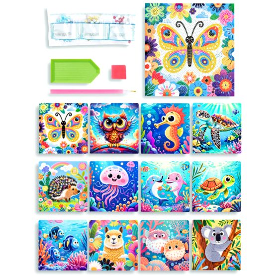 Diamantes para decorar lamina 30×30 cm animalitos