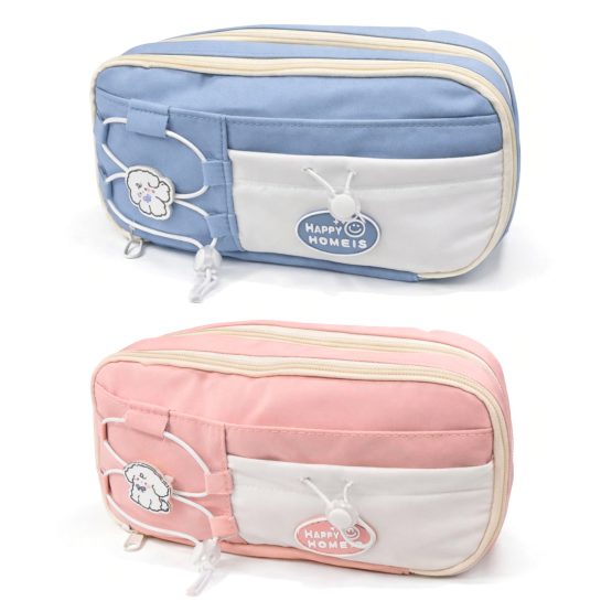 Cartuchera 2 cierres detalle perrito 23x11x9 cm