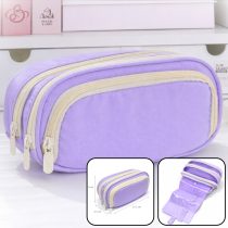 Cartuchera 3 cierres lila 21.5x9x9.5 cm