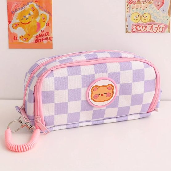 Cartuchera cuadros detalle osito 22x10x7 cm