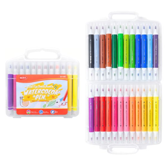 Marcadores beifa acuarelable x24 doble punta