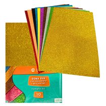 Goma eva a4 adhesiva con brillo 10 colores