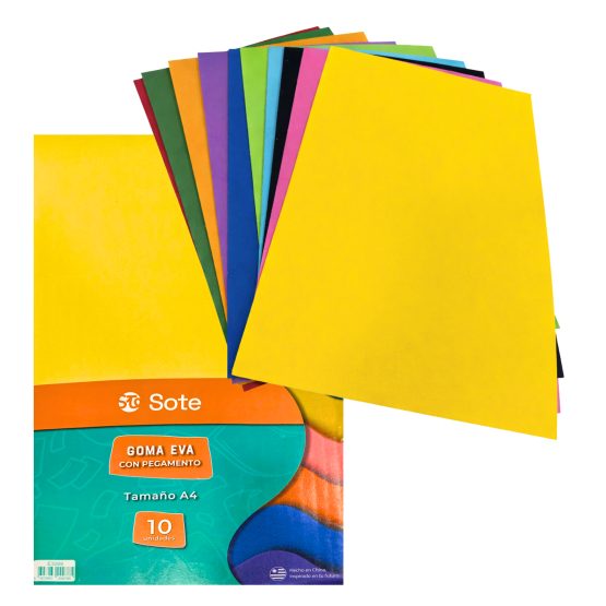 Goma eva a4 adhesiva 10 colores