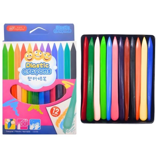 Crayolas finas triangulares x12 en caja 12cm