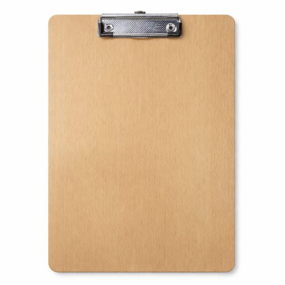 Tabla con aprieta papel madera a4