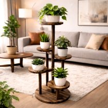 Porta macetas de madera 5 niveles 86×33 cm