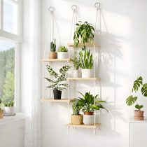 Estanteria colgante madera 5 niveles 73x36x13.5 cm/44×13.5×36 cm