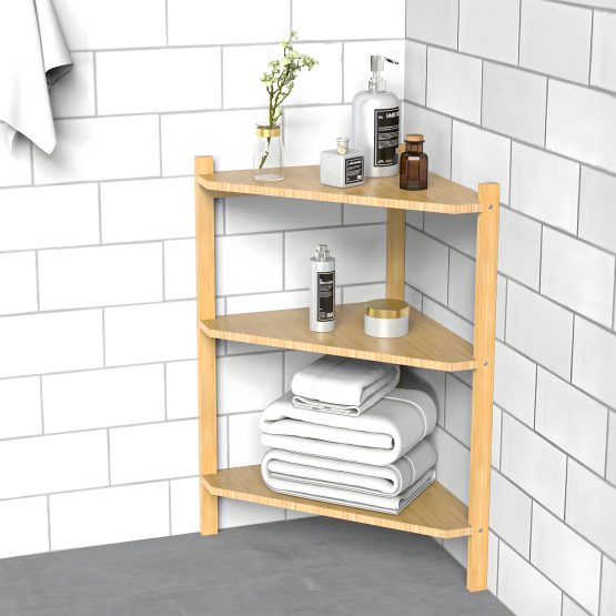 Organizador madera rinconero 3 estantes 30x30x60 cm
