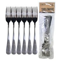 Tenedor de acero color plata x6 20.5cm