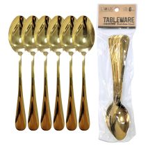 Cuchara de acero color dorado x6 20.5cm