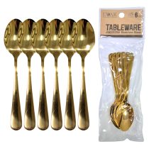 Cuchara de postre acero color dorado x6 13.5cm