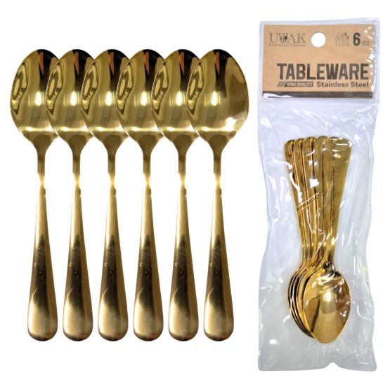 Cuchara de postre acero color dorado x6 13.5cm
