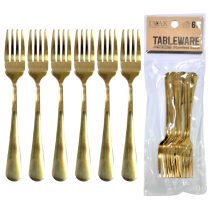 Tenedor copetin de acero dorado x6 13.5cm