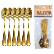 Cuchara de te acero color dorado x6 12.5cm