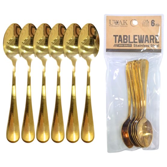 Cuchara de te acero color dorado x6 12.5cm