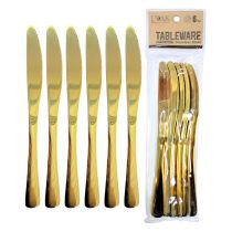 Cuchillo de acero color dorado x6 22.5cm