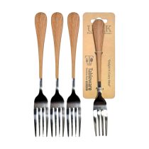 Tenedor mango de madera x3 20.5cm