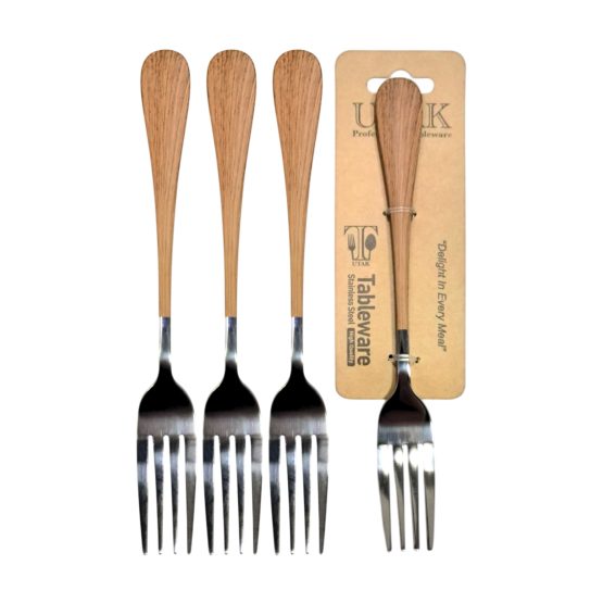 Tenedor mango de madera x3 20.5cm