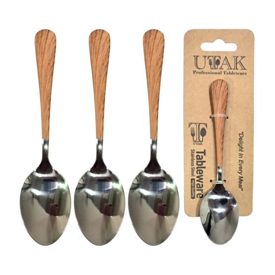 Cuchara de te mango de madera x3 13.5cm