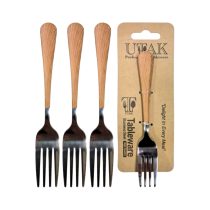 Tenedor copetin mango de madera x3 13.5cm