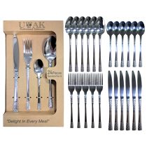 Cubiertos acero plateado 24 piezas caja