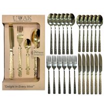 Cubiertos acero dorado 24 piezas en caja