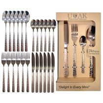 Cubiertos acero dorado rosa 24 piezas