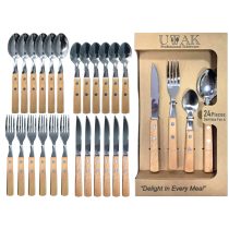 Cubiertos mango madera 24 piezas en caja
