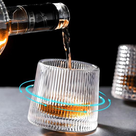 Vaso de vidrio labrado lineas 170ml giratorio