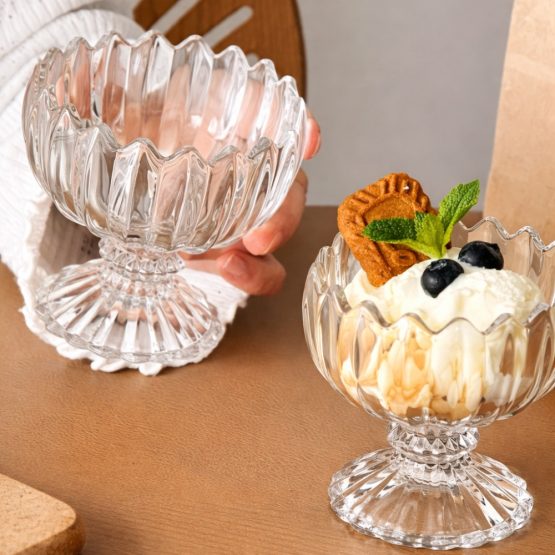 Compotera de vidrio labrada 180ml