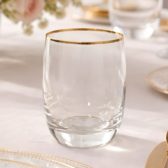 Vaso de vidrio 385ml con dorado