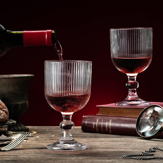 Copa de vidrio transparente líneas 370ml