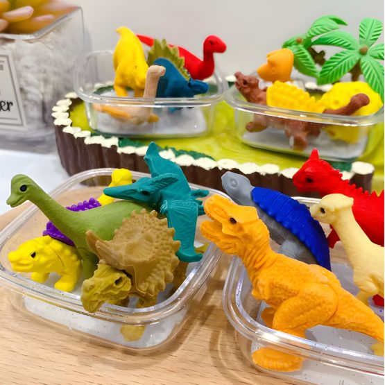 Goma de borrar dinosaurios en estuche
