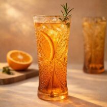 Vaso de vidrio labrado color ámbar 150ml