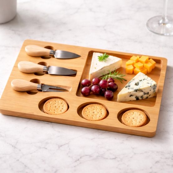 Tabla de madera con tres utensillos 29x33cm