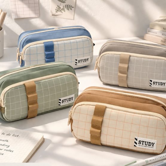 Cartuchera diseño cuadrícula Study