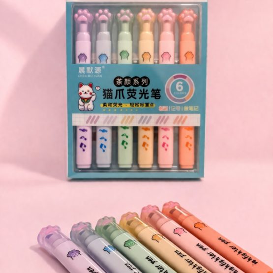 Resaltadores de gatito de la suerte x6