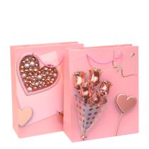 Bolsa regalo chica marmol/corazones