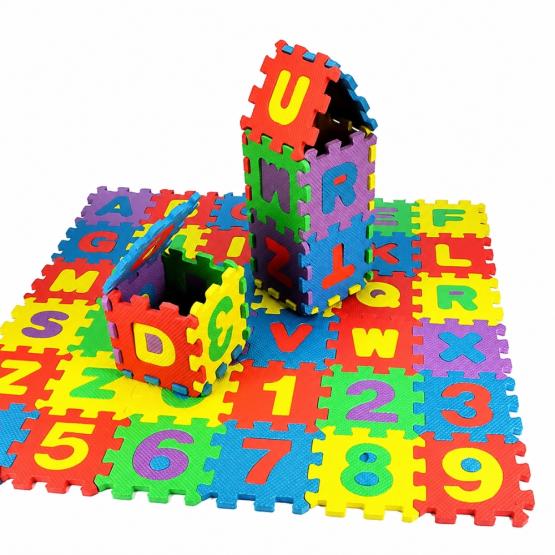 Puzzle goma eva letras/números en bolsa