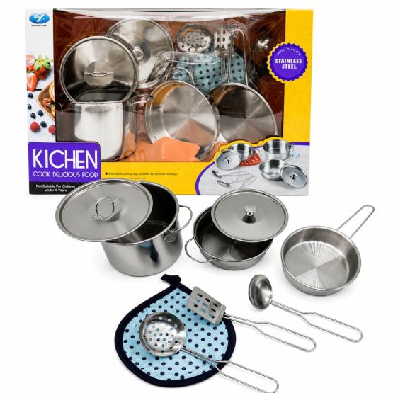Set cocina metal x8 piezas en caja