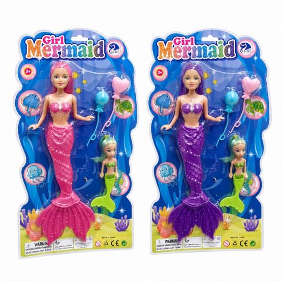 Muñeca sirena x2 con accesorios en blister 31cm