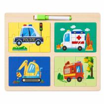 Puzzle de madera con pizarra y marcador 30x23cm